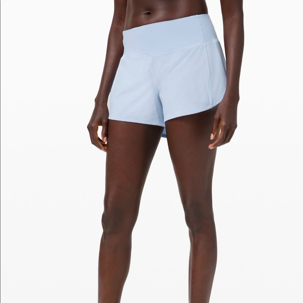 Lululemon Speed Up Mid Rise 4’ Short size 8 NWT Blue Linen